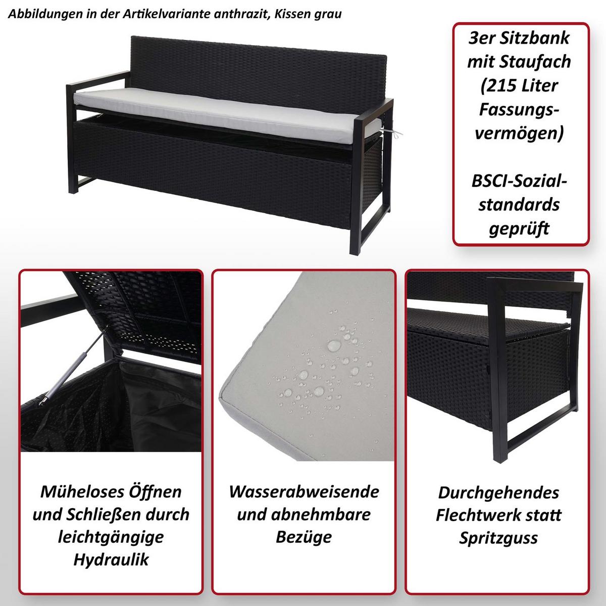 SITZBANK Anthrazit, Beige - Anthrazit/Beige, Kunststoff (164/87/57cm) - MCW