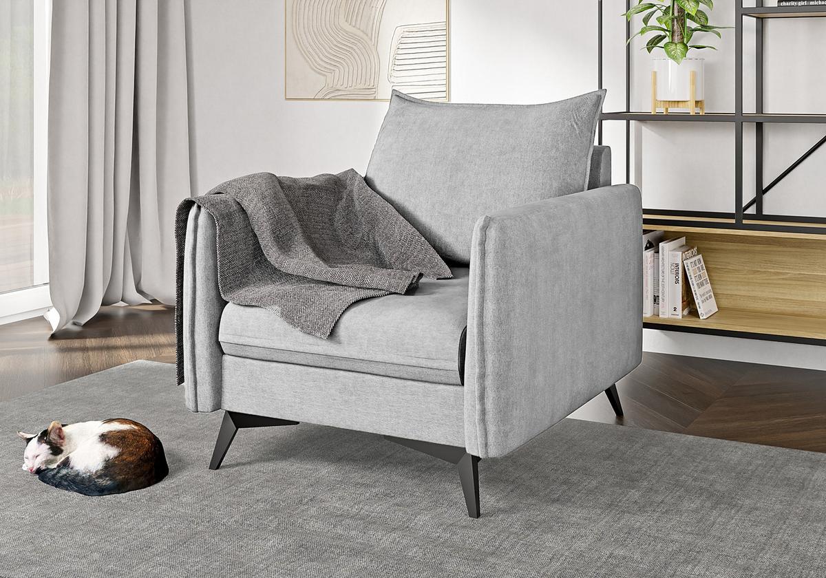 SESSEL Pulse Silber Luxusmicrofaser - Silberfarben/Schwarz, Holz/Textil (74/86/31cm) - S-Style Möbel