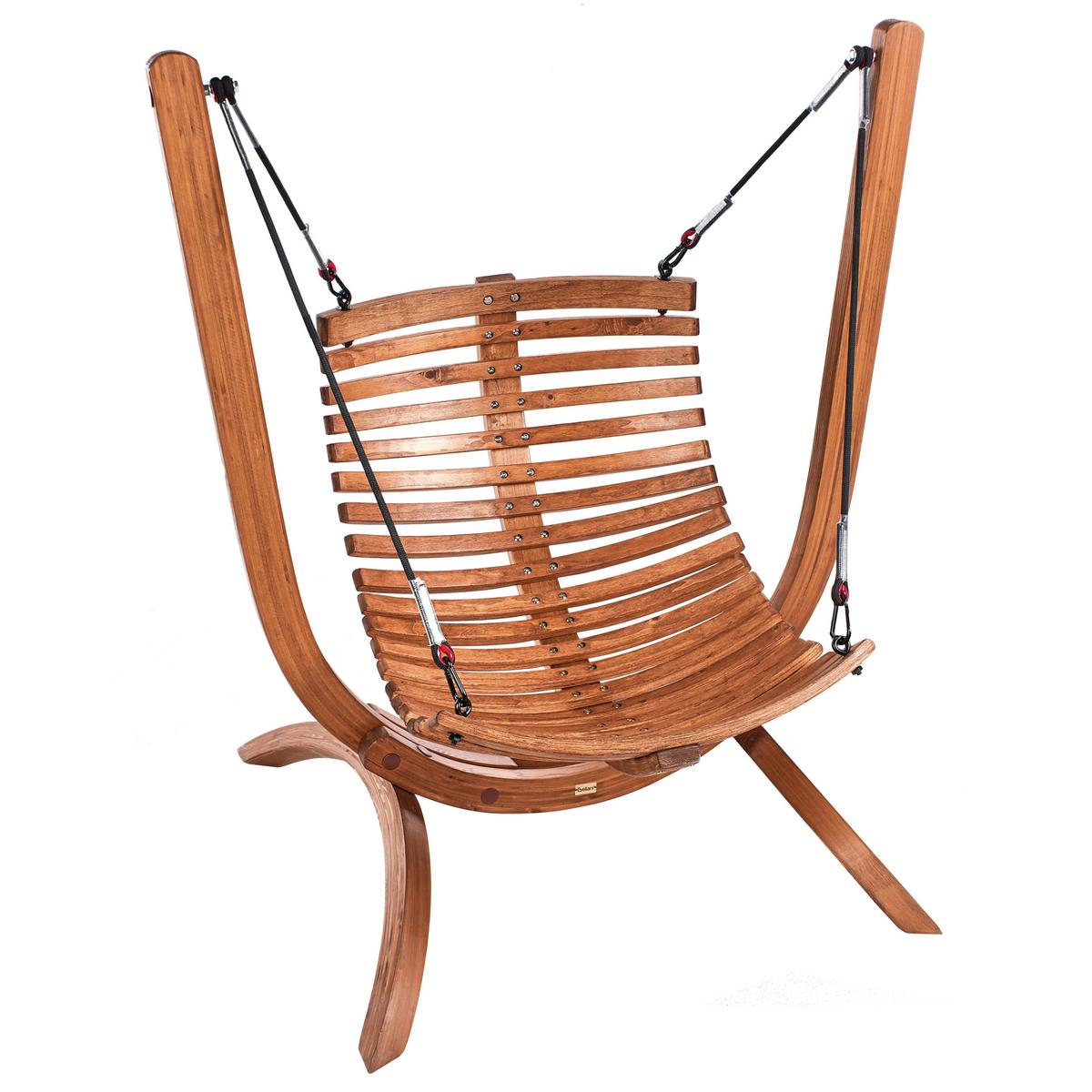 HÄNGESESSEL Braun/Beige/Grau Alliste - Beige/Braun, Holz (125/142/100cm) - Beliani