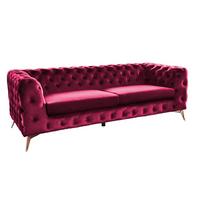 SOFA NARLA Pink Velvet - Pink/Silberfarben, Textil (219/68/84cm) - KAWOLA