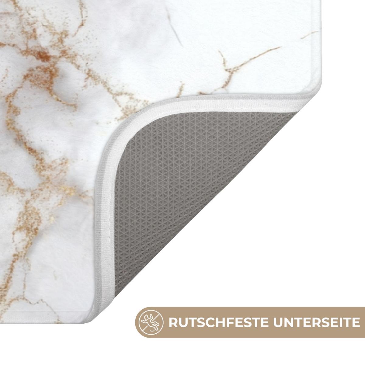 BADEMATTE Weiß - Gold - Marmor - Grau 90x60 cm - Weiß, Textil (90/60cm) - OnlyWow