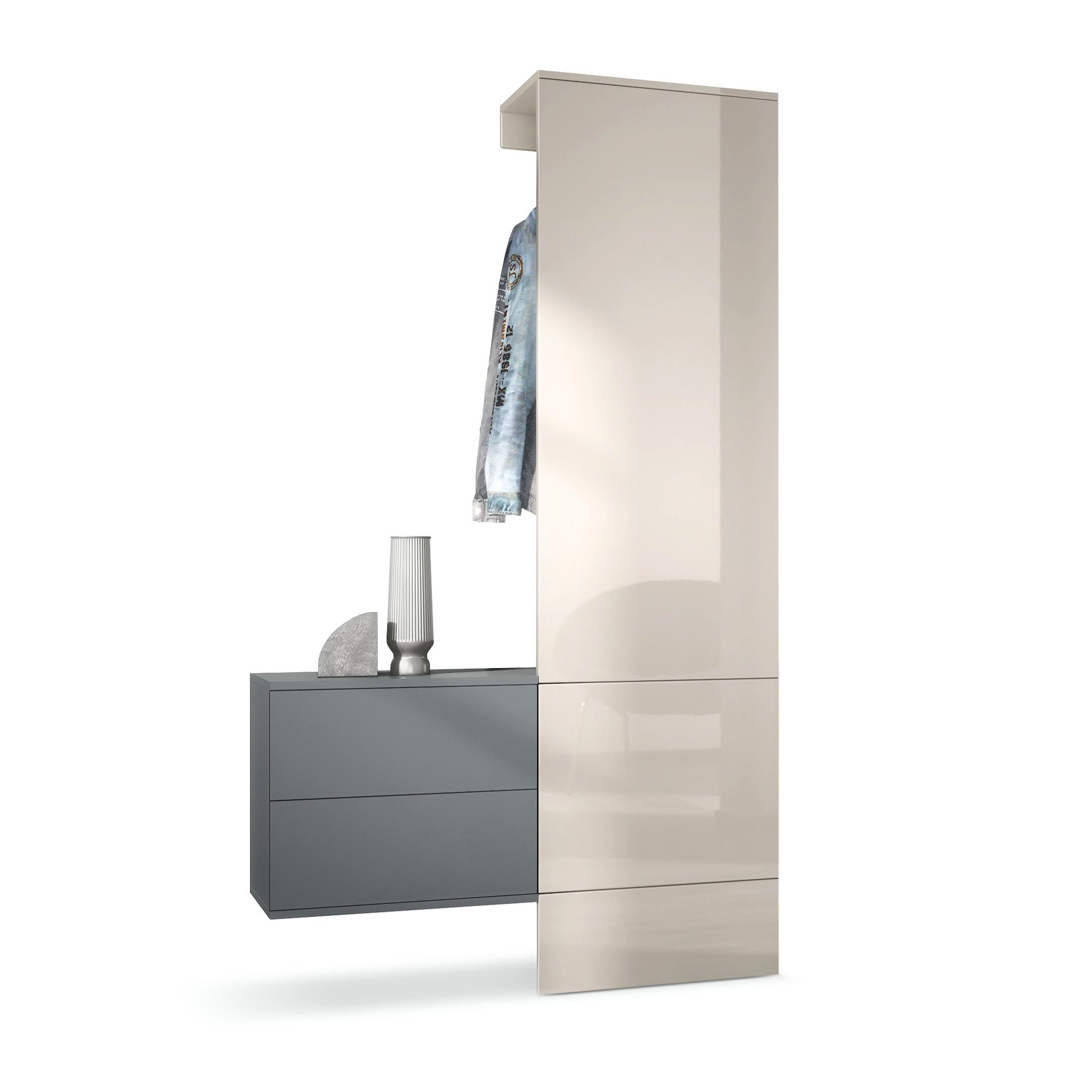 GARDEROBE Carlton Paneel in Sandgrau Hochglanz - Sandfarben, Holzwerkstoff (105/193/35cm) - Vladon