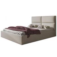 BETT 140x200 - Polsterbett mit Bettkasten und Holzrahmen - Modern Betten - Eleganter Malmö-Stoff- Kollektion Lizbona, Beige - Beige, Holz/Kunststoff - Alpi-Möbel