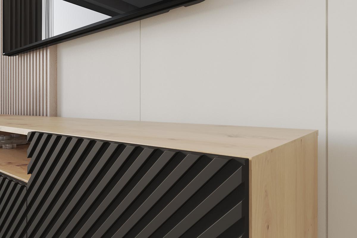 LOWBOARD ZENO-S 200x53x41 cm - Artisan / Schwarz - Hellbraun/Schwarz, Holzwerkstoff (200/53/41cm) - ALTDECOR