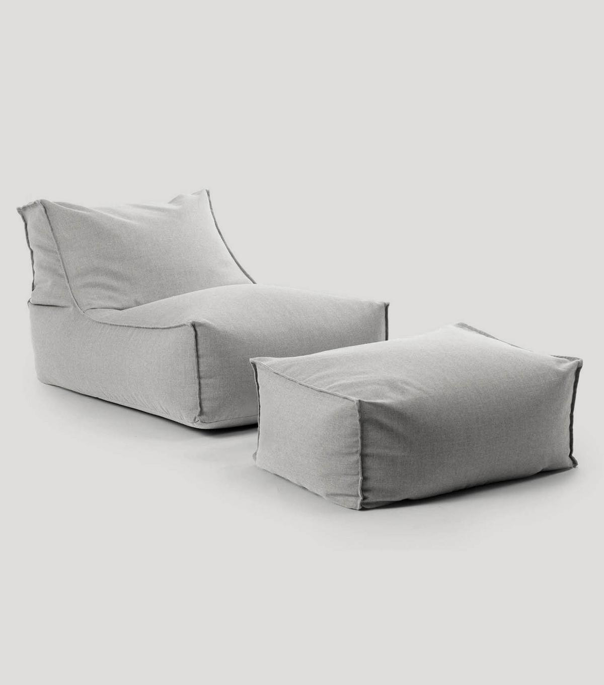 OUTDOOR SITZSACK und Hocker Der Sundowner - Hellgrau, Textil (60/65/95cm) - Mokebo