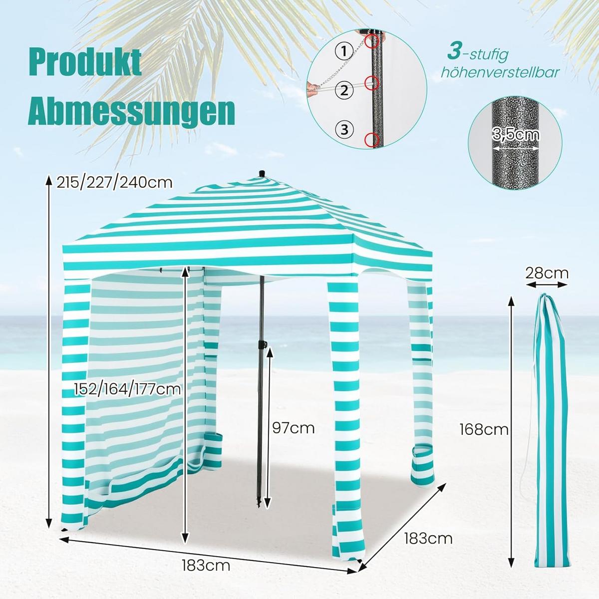 STRANDZELT grün - Multicolor, Textil (183/240/183cm) - COSTWAY