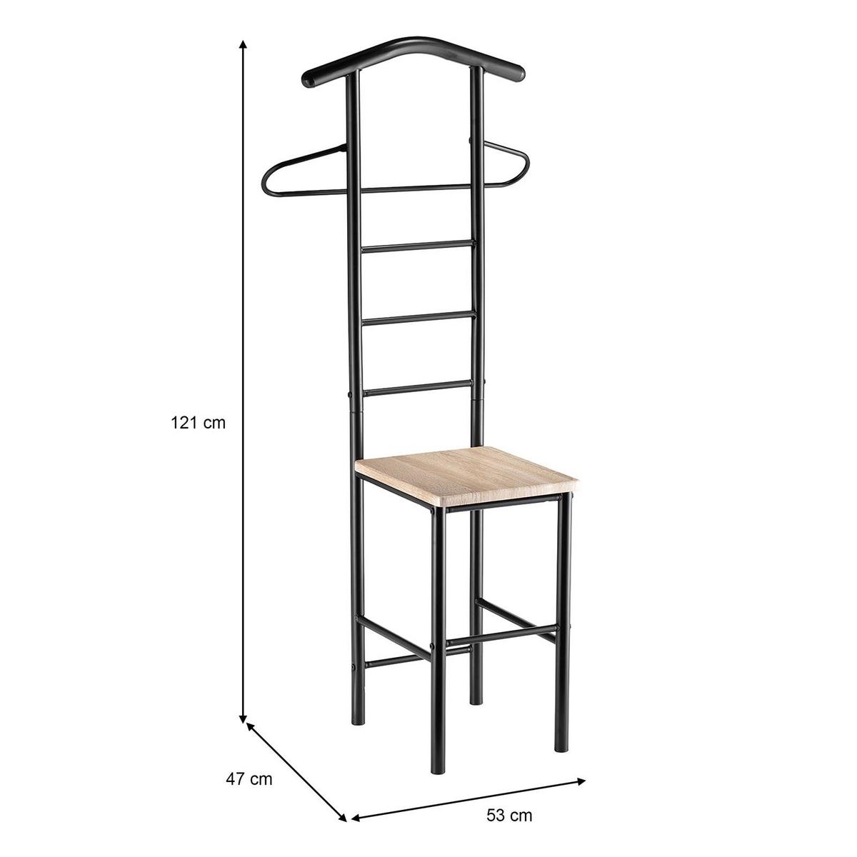 HERRENDIENER JIVO 2er-Set schwarz/Sonoma Eiche - Schwarz/Sonoma Eiche, Metall (53/121/47cm) - CARO-Möbel