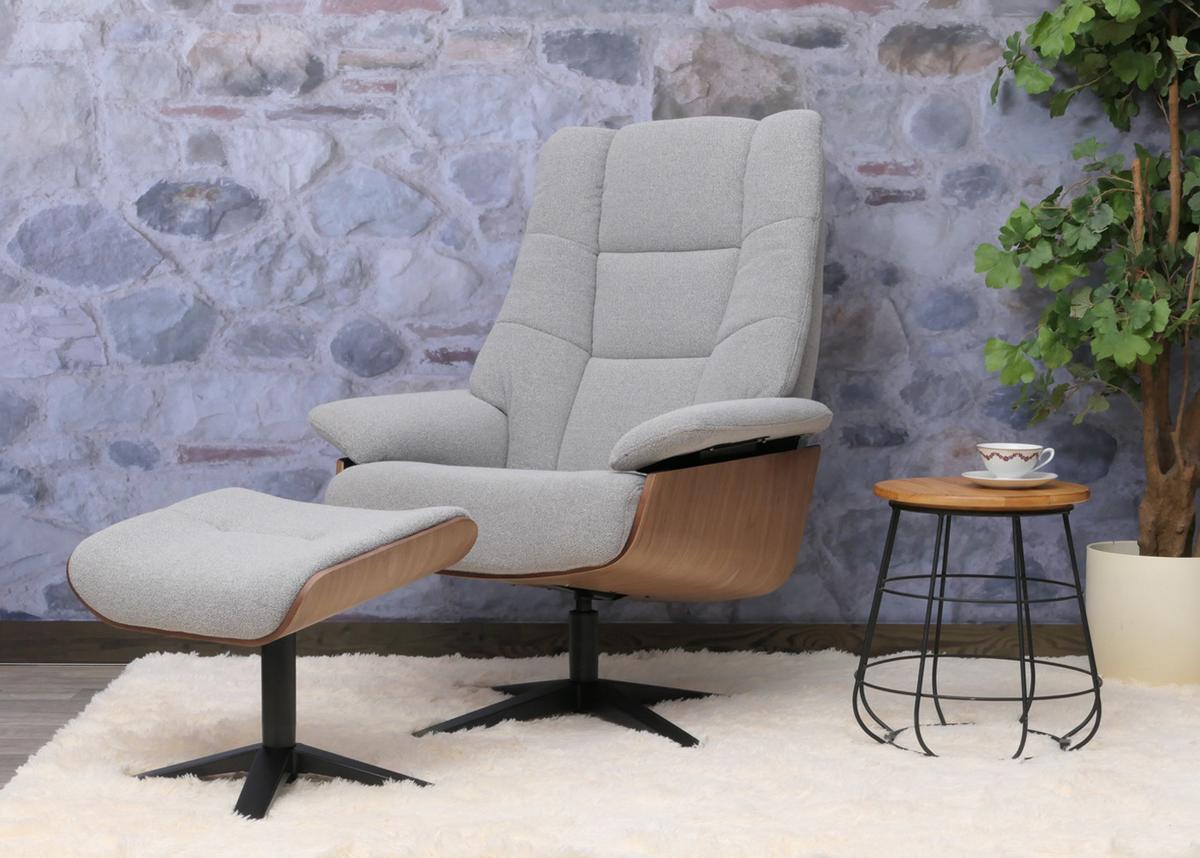 RELAXSESSL + HOCKER Grau - Grau, Textil (81/125/106cm) - MCW