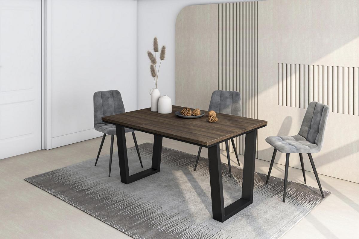 ESSTISCH, Dunkler Eiche, 140/90/74 cm - Dunkelbraun/Schwarz, Holzwerkstoff (140/90/74cm) - Skraut Home