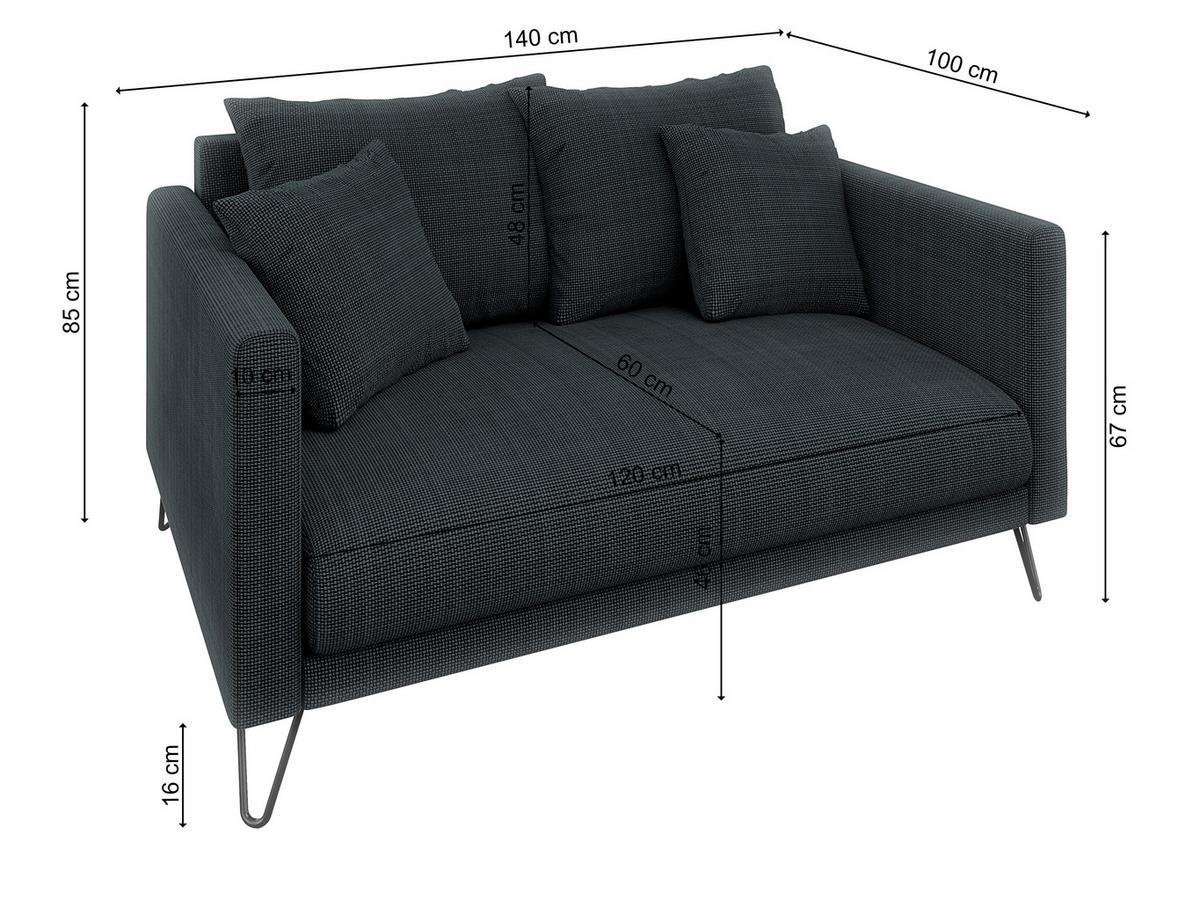 2-SITZER-SOFA Harmony Graphit Chenille - Graphitfarben/Schwarz, Holz/Textil (140/85/100cm) - S-Style Möbel