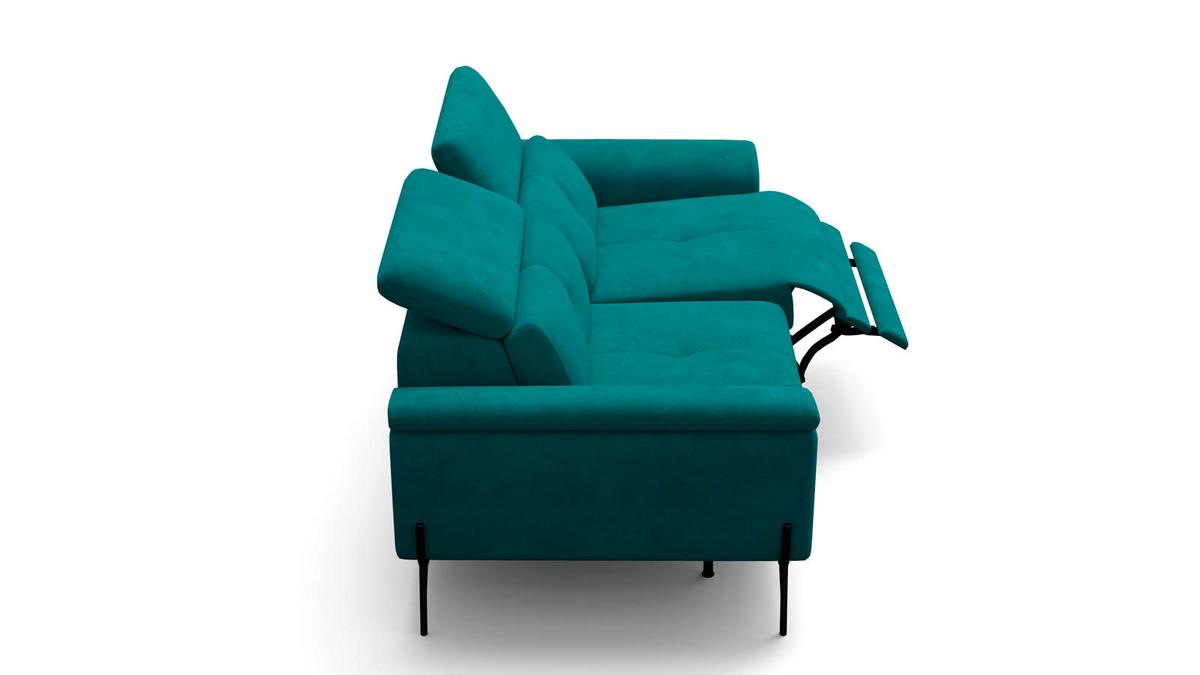SOFA RELAX AVENA 3-Sitzer, dunkelgrüner Veloursstoff - Dunkelgrün/Schwarz, Holz/Textil (204/80/108cm) - Courtois Laville