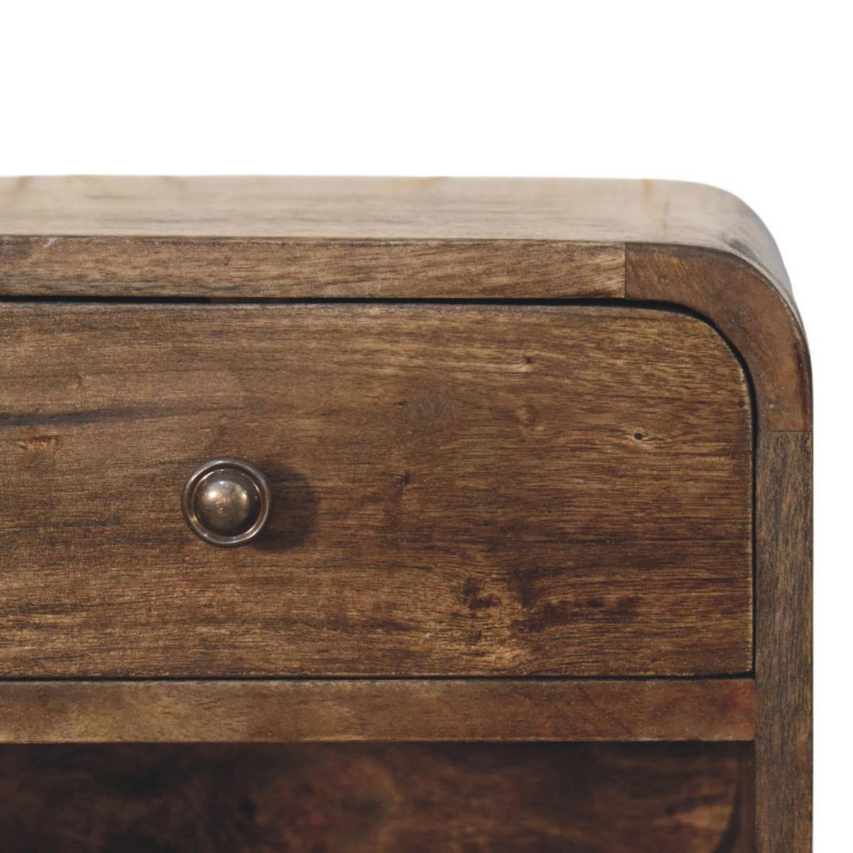 NACHTTISCH Abgerundet mit einer Schublade - Dunkelbraun/Messingfarben, Holz/Metall (30/25/25cm) - Artisan Furniture