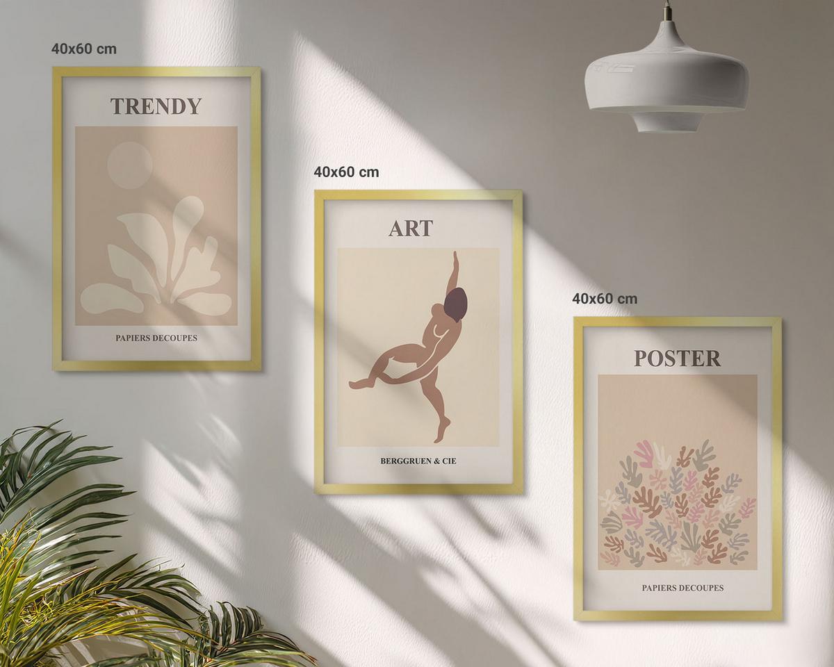 BILDER SET 3er Set - 40x60 cm Goldrahmen - Matisses abstrakte Formen - Goldfarben, Kunststoff (40/60cm) - TULUP