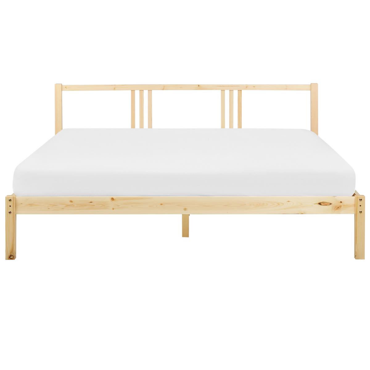 BETT mit Lattenrost 180x200 cm Heller Holzfarbton Vannes - Hellbraun, Holz (180/200cm) - Beliani