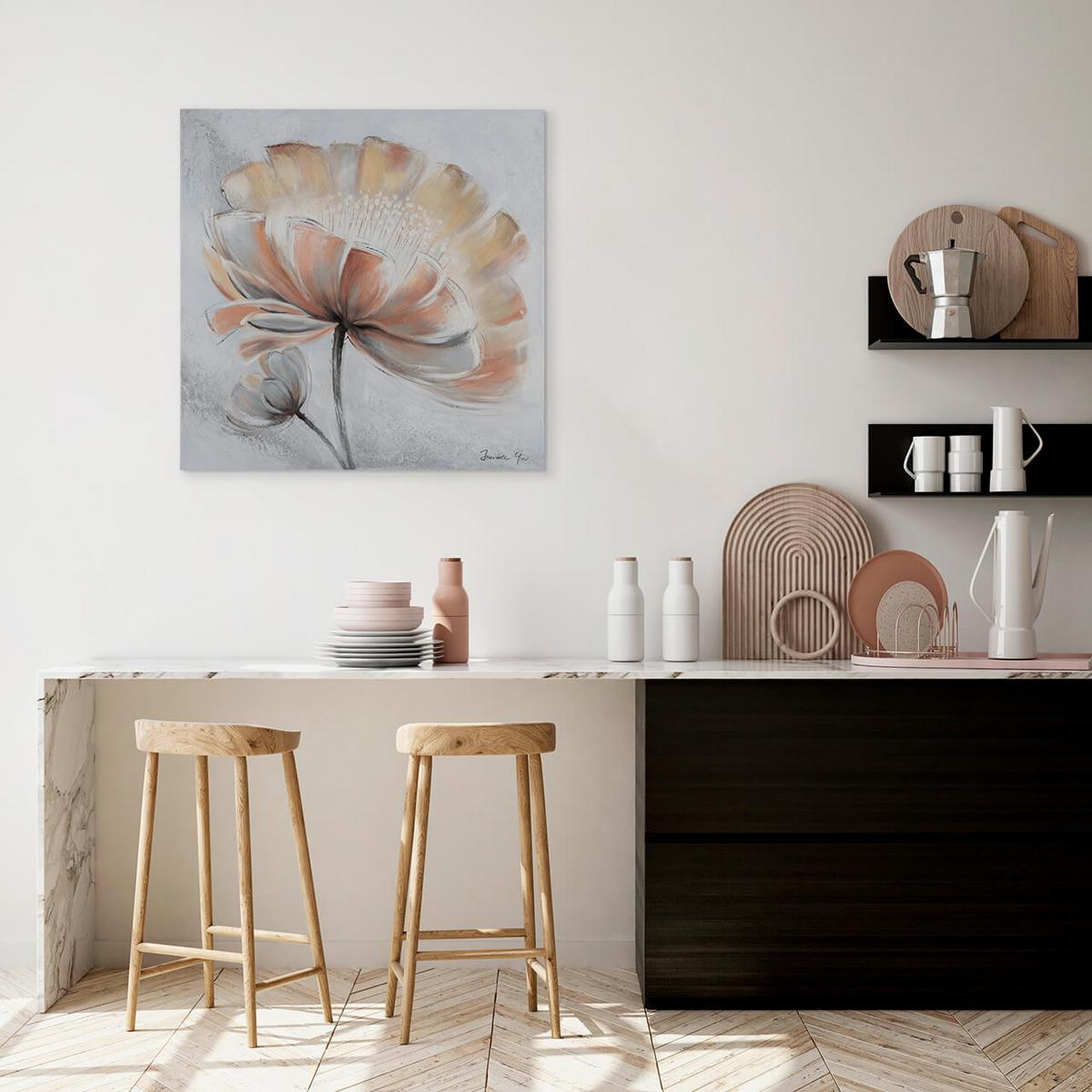 ACRYLBILD HANDGEMALT 80/80 cm - Beige/Grau, Holz/Textil (80/80cm) - KUNSTLOFT