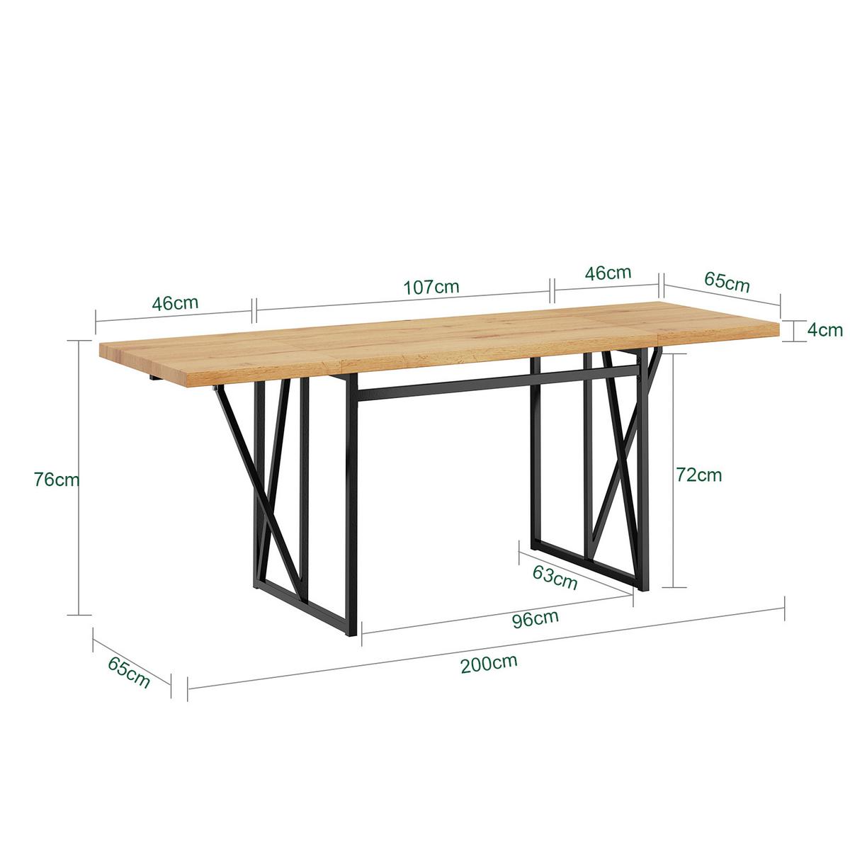 AUSZIEHBARER Tisch mit Klappflügeln FWT113-N - Ahornfarben, Fell (200/96/76cm) - SoBuy