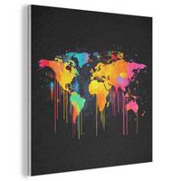 AKUSTIKBILD Weltkarte - Farbe - Bunt - Graffiti - Welt Akustikpaneele 80x80 cm - Multicolor, Kunststoff (80/80/0.9cm) - MuchoWow