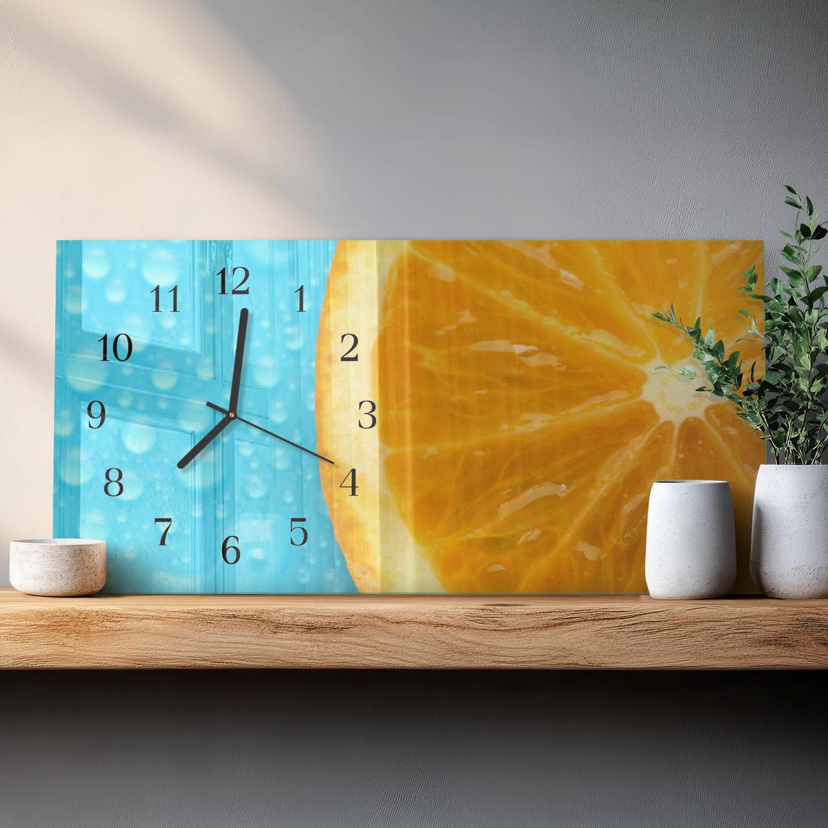 WANDUHR aus Glas 60x30 cm - Orange - Orange, Glas (60/30/0.4cm) - TULUP