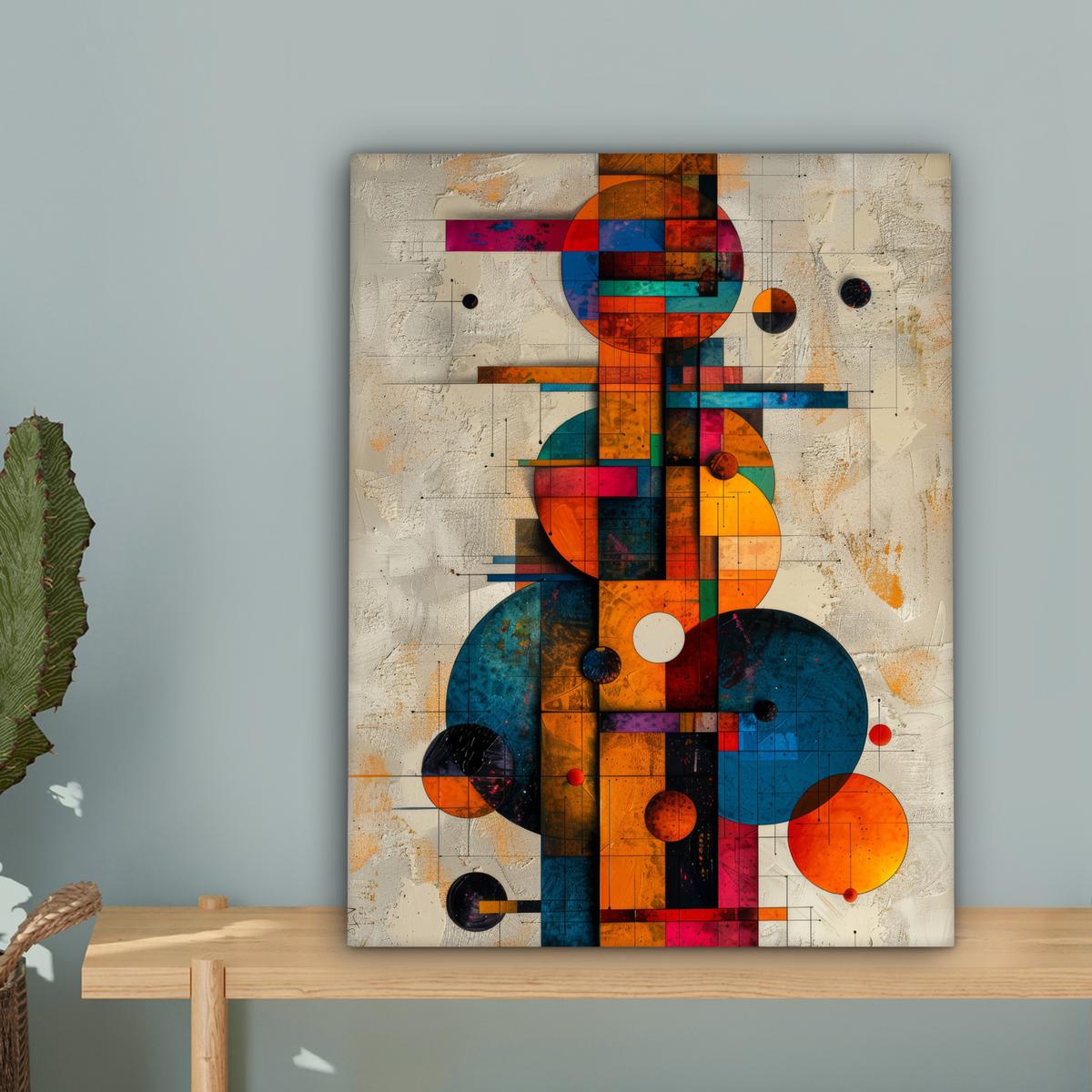 LEINWANDBILD Vintage - Moderne Kunst - Orange - Geometrische Formen Room Decor 30x40 cm - Multicolor, Textil (30/40cm) - MuchoWow