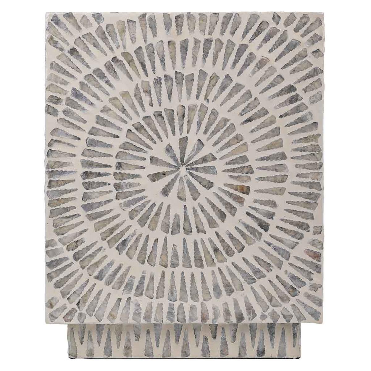 HOCKER aus Holz und Capiz, grau, 35x45cm - Grau, Holz (35/45/35cm) - Wanderlust