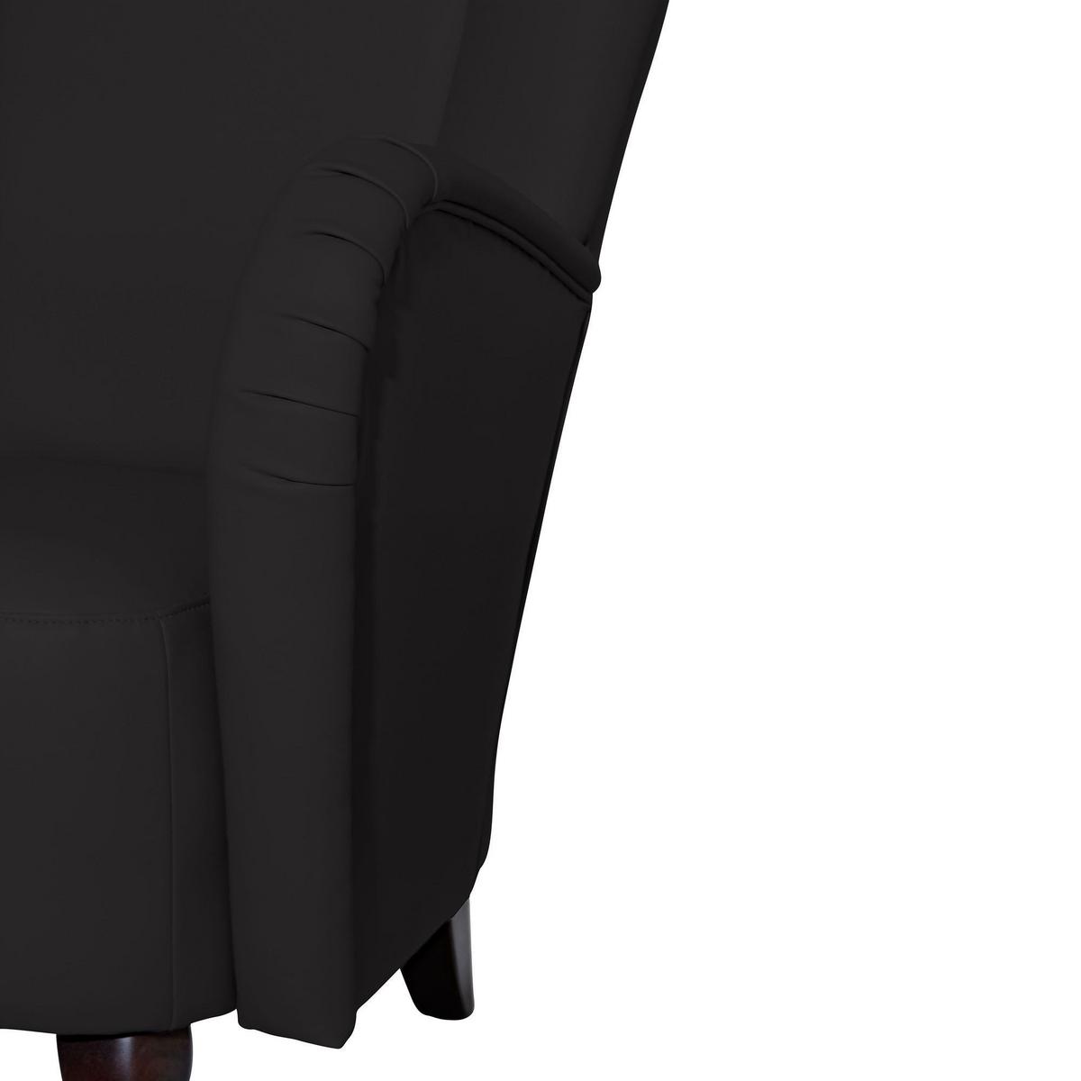 HOCHLEHNSESSEL Kailey Bezug Kunstleder Buche nussbaum dunkel / schwarz - Schwarz, Kunststoff (96/122/89cm) - 58aufmkessel