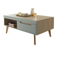 COUCHTISCH Pistazie grün, Eiche, skandinavisch 107 cm, Wohnzimmertisch mit Stauraum - Eichefarben/Pastellgrün, Eichenholz/Holz (107/67/46cm) - Furn.Design