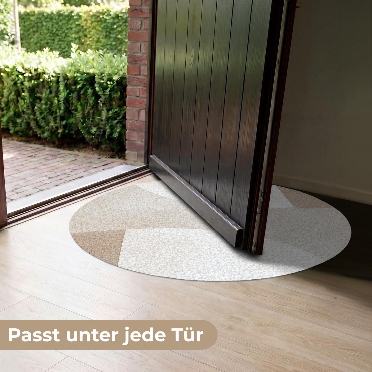 FUSSMATTE Braun - Japandi - Abstrakt Schmutzfangmatte 90x90 cm - Beige, Kunststoff (90/0.4cm) - MuchoWow