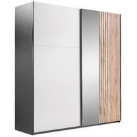 SCHWEBETÜRENSCHRANK Evia mit 2 Türen und Spiegel, 203 cm - Eiche Wotan/Schwarz, Holzwerkstoff (203/215/65cm) - Beautysofa
