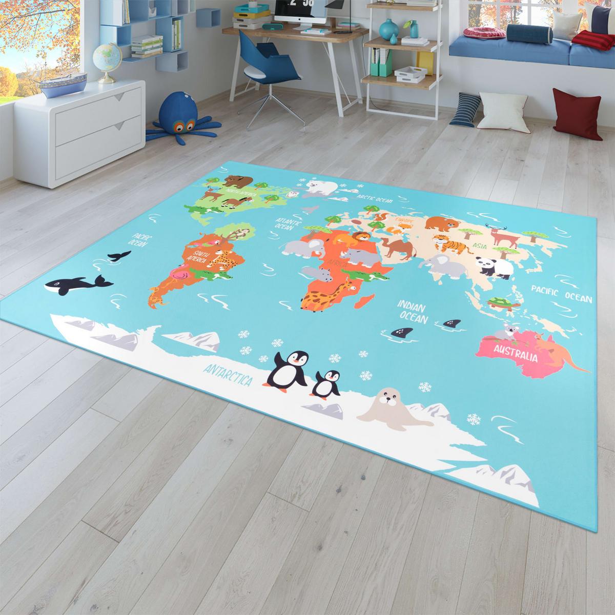 KINDERTEPPICH Türkis 100 x 200 cm - Türkis, Kunststoff (100/200cm) - TT Home