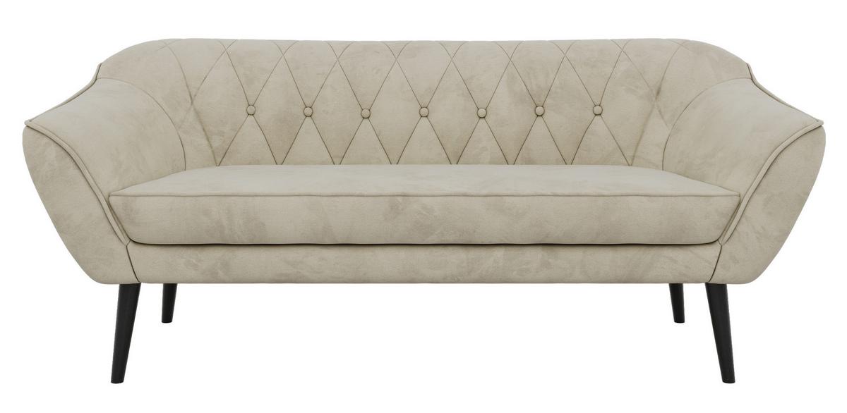 3-SITZER-SOFA PIRS - Beige Velvet - Schwarze Beine - Beige/Schwarz, Holzwerkstoff/Textil (180/75/74cm) - MKS