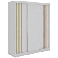 SCHWEBETÜRENSCHRANK mit Lamellen und Schubladen NAURU - 180 - Weiß und Eiche Artisan - Alufarben/Weiß, Holzwerkstoff/Metall (180/216/61cm) - MKS