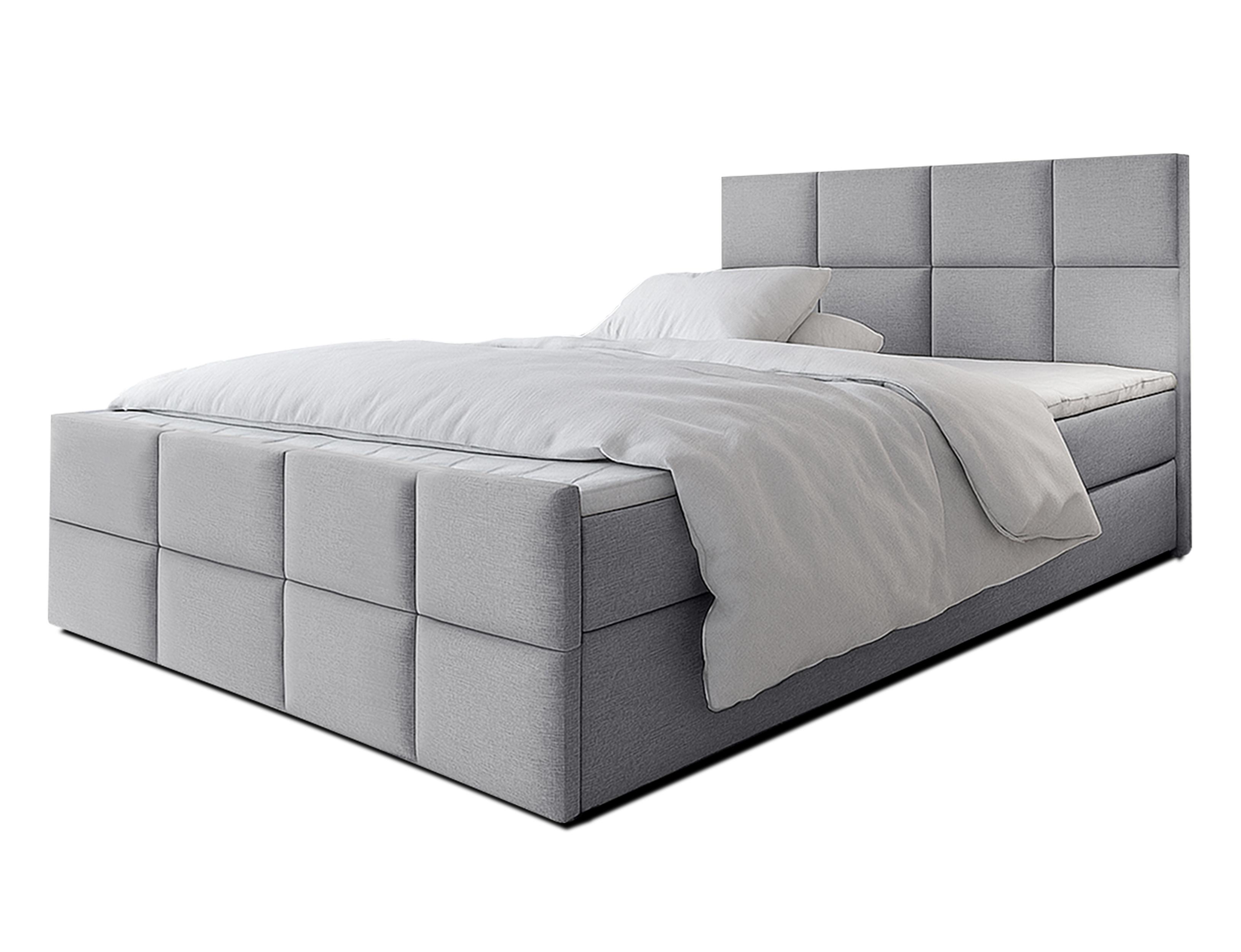 BOXBETT ALEYNA 160x200 cm mit Bettkasten und Matratze - Grau + TOPPER - Schwarz/Grau, Holz/Holzwerkstoff (160/200cm) - AX Living