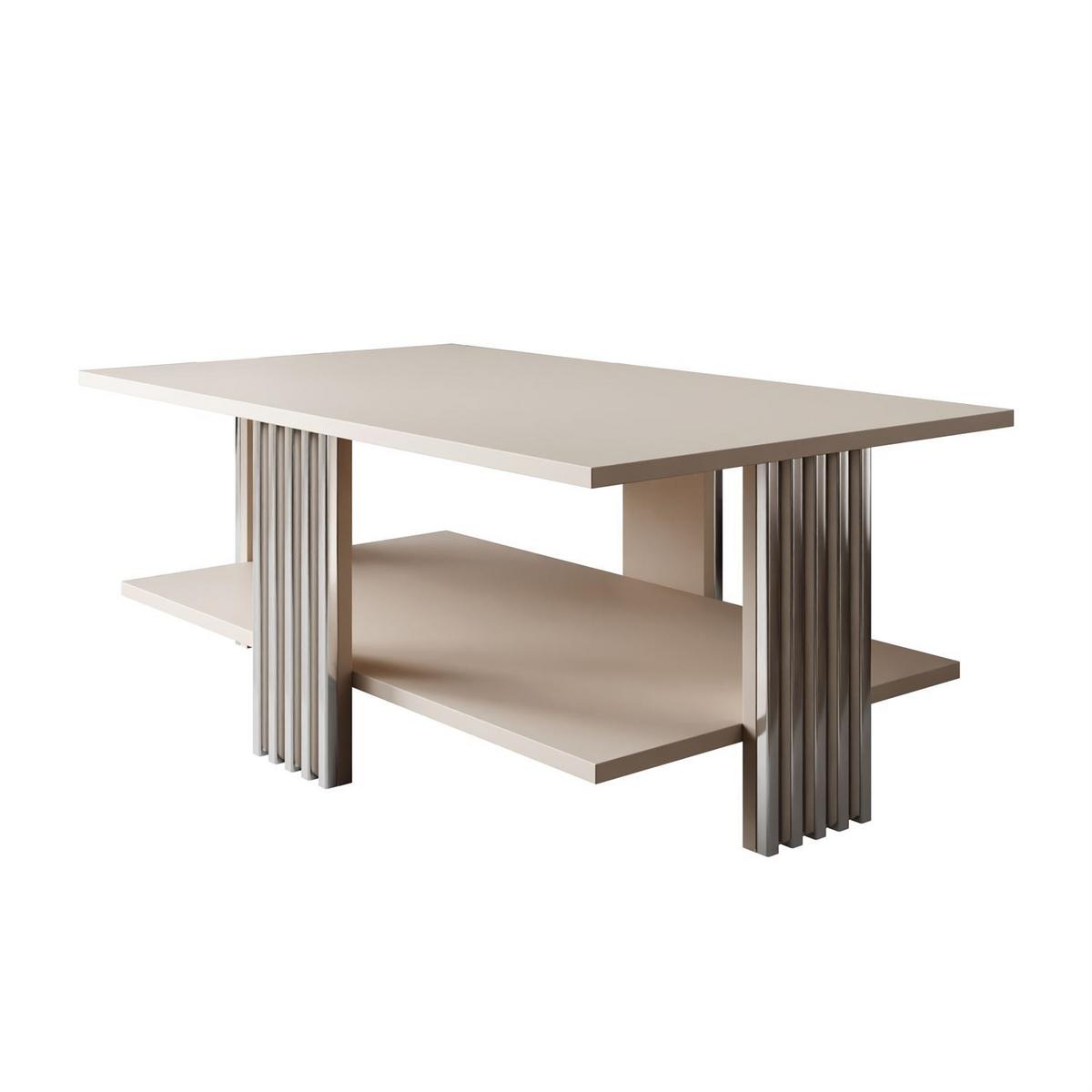 COUCHTISCH SAPHIRA SILVER mit Ablageboden, Kaschmir Matt - Kaschmir, Holzwerkstoff (60/100/40cm) - Lookway