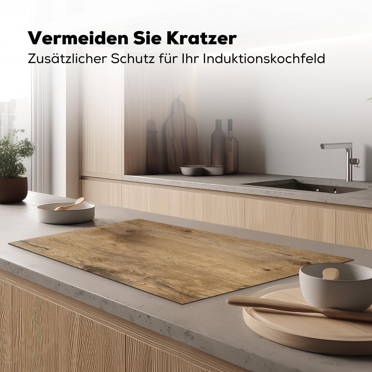HERDABDECKPLATTE Holz - Braun - Holzoptik Ceranfeldabdeckung 90x52 cm - Eichefarben, Kunststoff (90/52/0.2cm) - MuchoWow