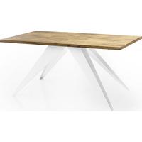 ESSTISCH Vance Weiß rechteckig ausziehbar, Lancelot Eiche 160-260/90/76 cm - Eichefarben/Weiß, Holzwerkstoff/Metall (90/260/76cm) - WFL GROUP