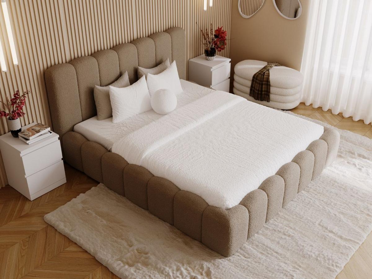 POLSTERBETT Smile 160x200 Bouclé-Stoff Braun - Braun, Textil (160/200cm) - Graingold