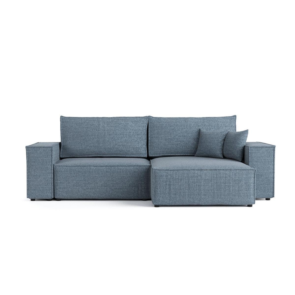ECKSOFA CAVO mit Schlaffunktion Blaugrau im City Stoff - Blaugrau/Schwarz, Holz/Holzwerkstoff (255/148cm) - AltaBeds