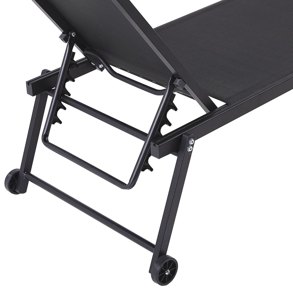 GARTENLIEGE Schwarz Portofino - Schwarz, Metall (198/107/65cm) - Beliani