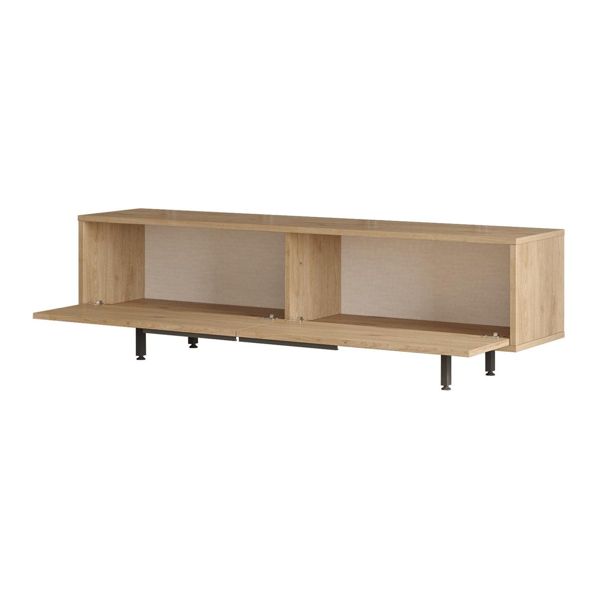 TV-ELEMENT Kvænangen - Eichefarben/Schwarz, Holzwerkstoff/Metall (160/45/35.5cm) - [en.casa]