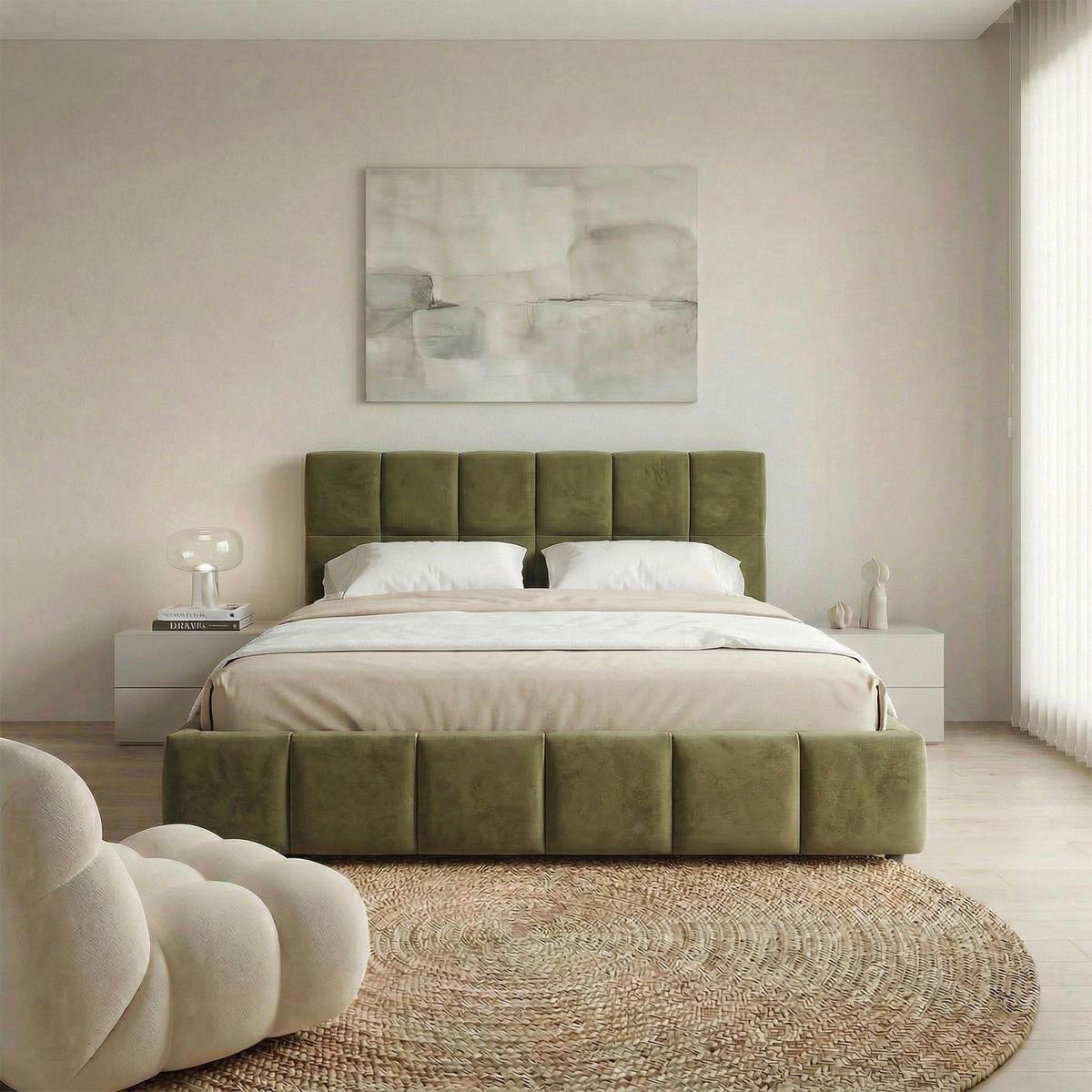 POLSTERBETT EMILIA 140x200 cm grün - Grün, Textil (140/200cm) - IDIMEX