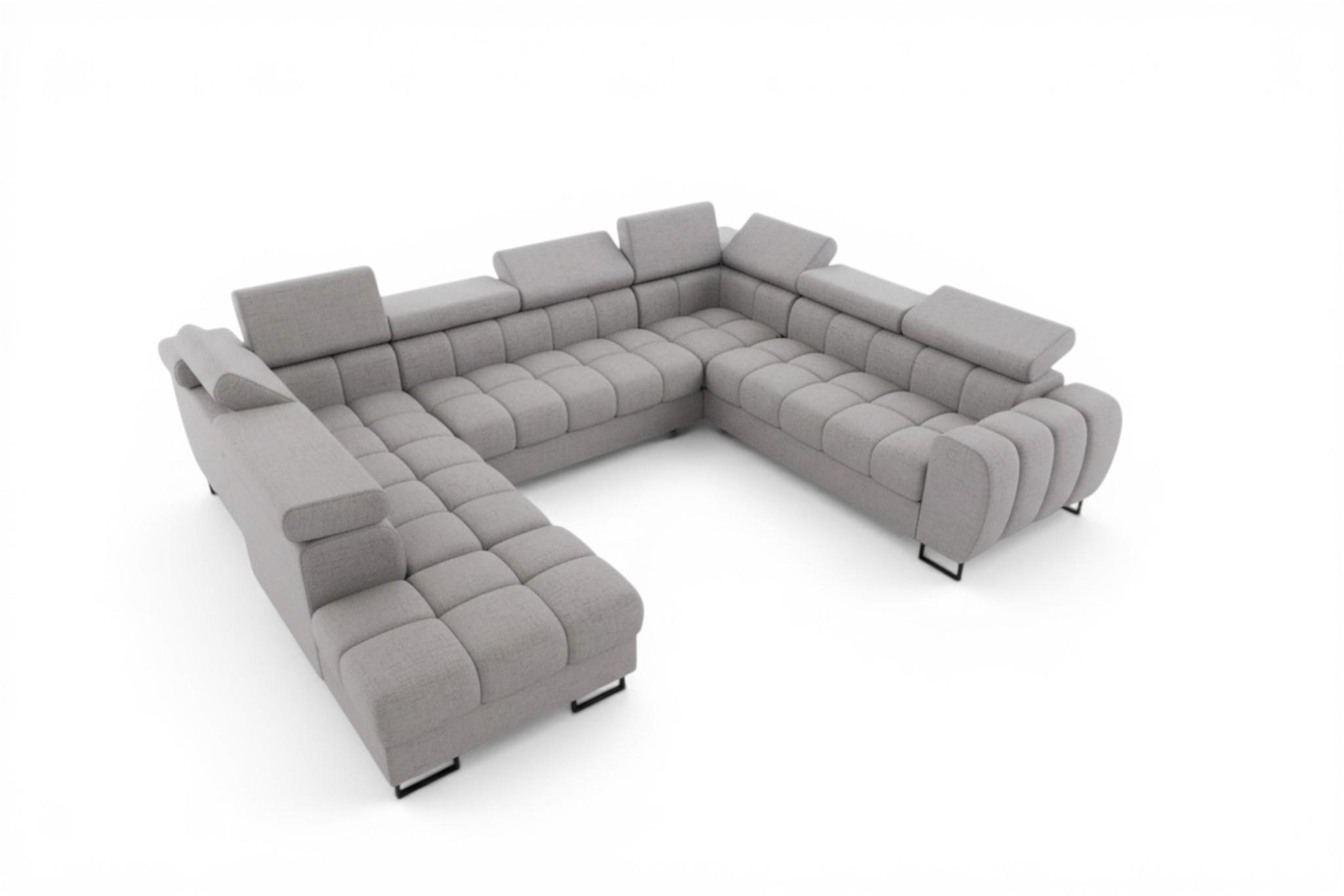 WOHNLANDSCHAFT Bastien Xl - Hellgrau, Holzwerkstoff/Textil (265/95/350cm) - Fun Möbel