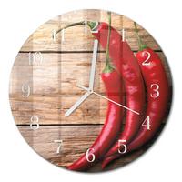 WANDUHR aus Glas Ø30 cm - Chilischoten - Rot, Glas (30/30/0.4cm) - TULUP