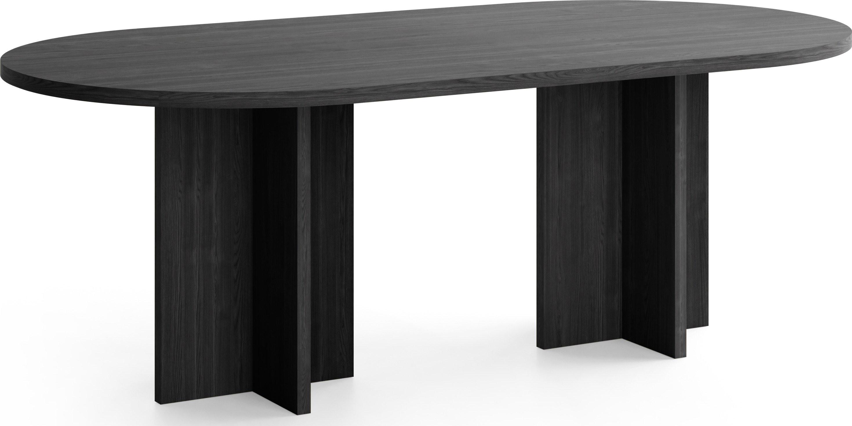 ESSTISCH Aster oval, Esche Schwarz 204/90/75 cm - Eschefarben/Schwarz, Holzwerkstoff (90/204/75cm) - WFL GROUP