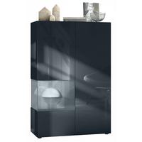 VITRINE Morena Einsatz in Grau Hochglanz - Grau, Holzwerkstoff (91.5/136.5/37cm) - Vladon
