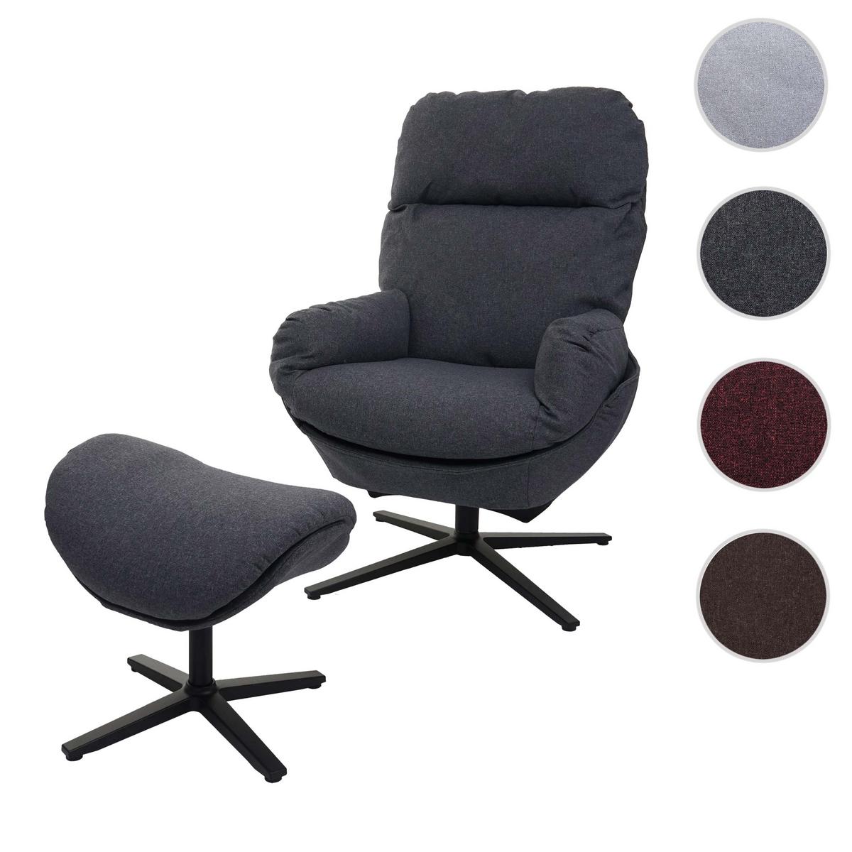 RELAXSESSEL + HOCKER Grau - Dunkelgrau/Grau, Textil (72/101/73cm) - MCW