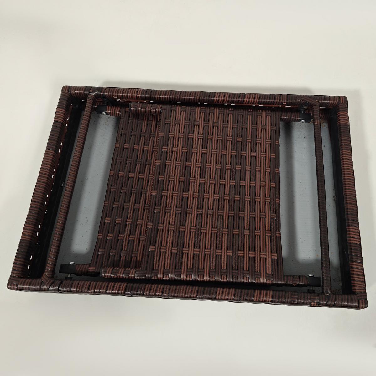 BALKONTISCH, Braun, PE Rattan, Verzinkter Stahl - Braun, Kunststoff (60/41/41cm) - Outsunny