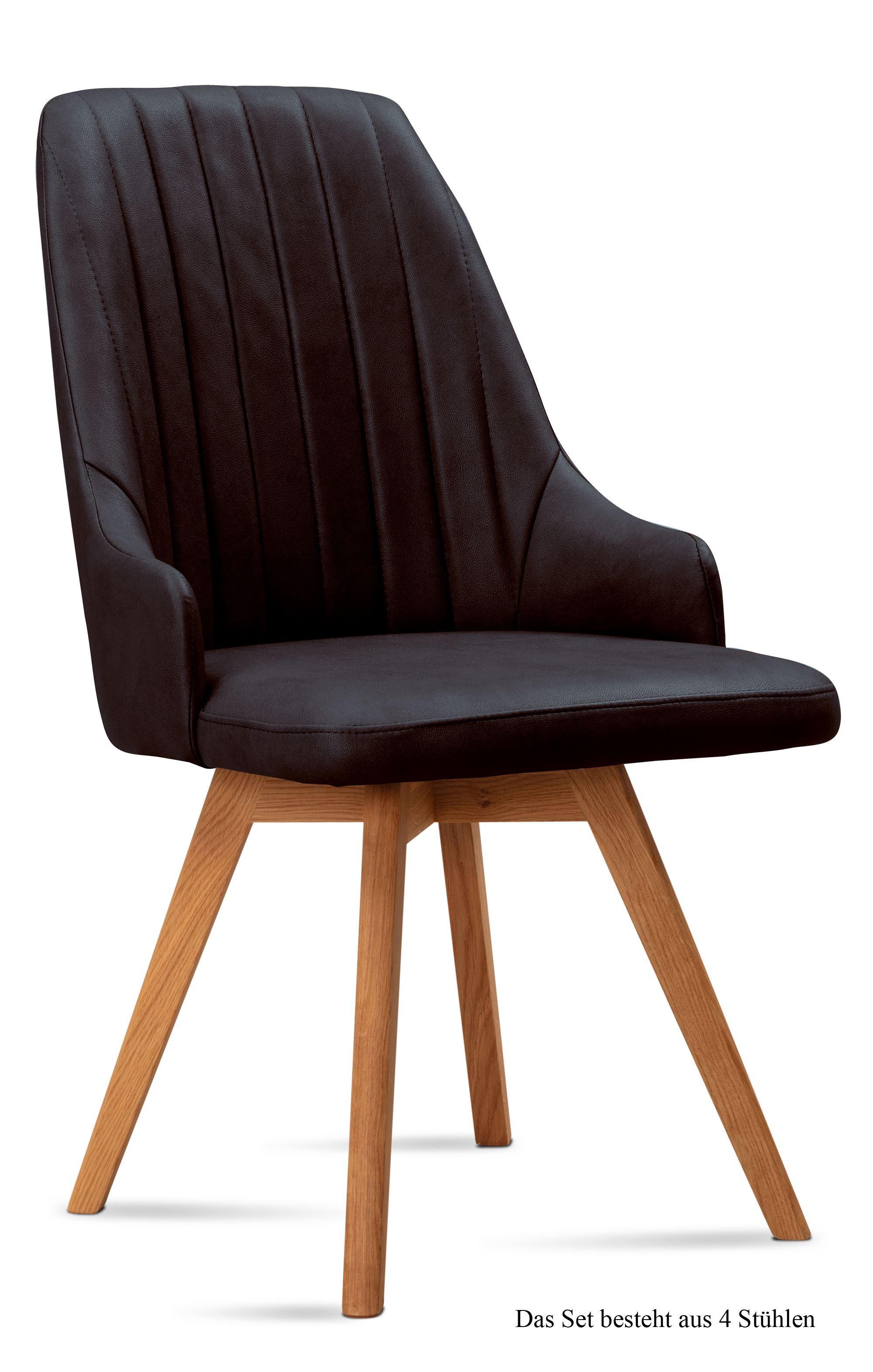 ESSZIMMERSTUHL (4er-Set) Domka 52x91x60 Eiche geölt/Espresso - Eichefarben/Dunkelbraun, Kunststoff (60/91/52cm) - 58aufmkessel