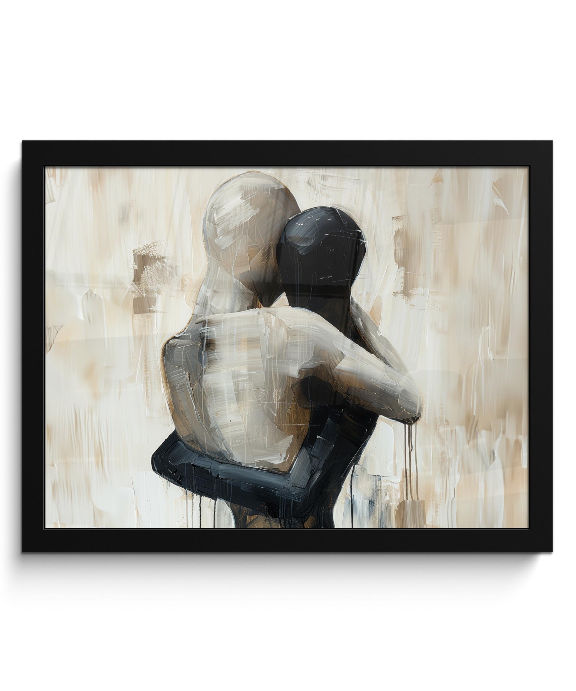 POSTER MIT RAHMEN Abstrakt - Liebe - Schwarz und weiß - Modern 40x30 cm - Schwarz, Papier (40/30cm) - MuchoWow
