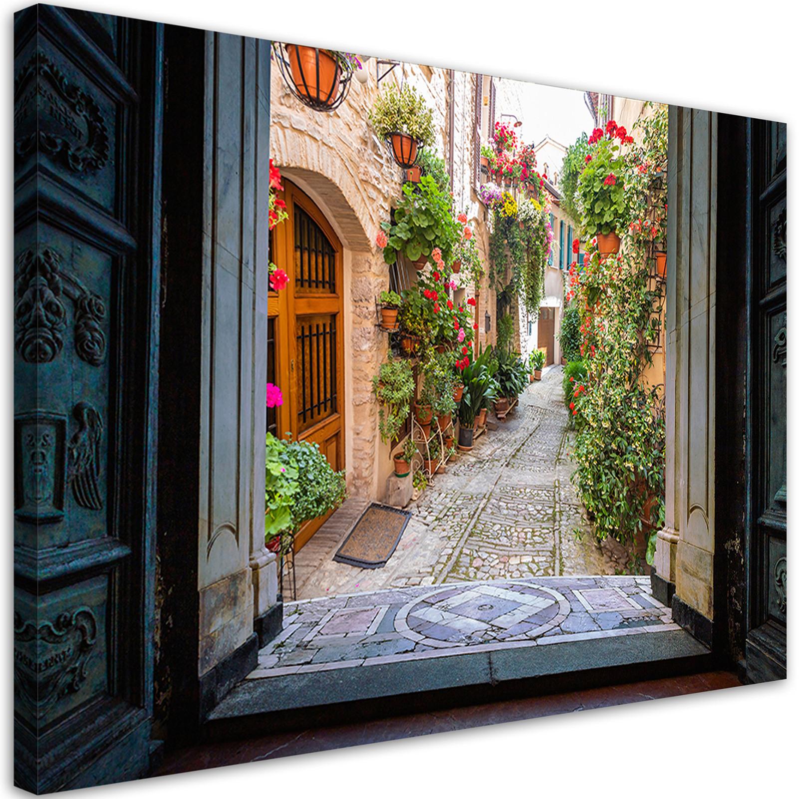 WANDBILD blick auf eine italienische straße - Beige, Textil (60/40cm) - Feeby