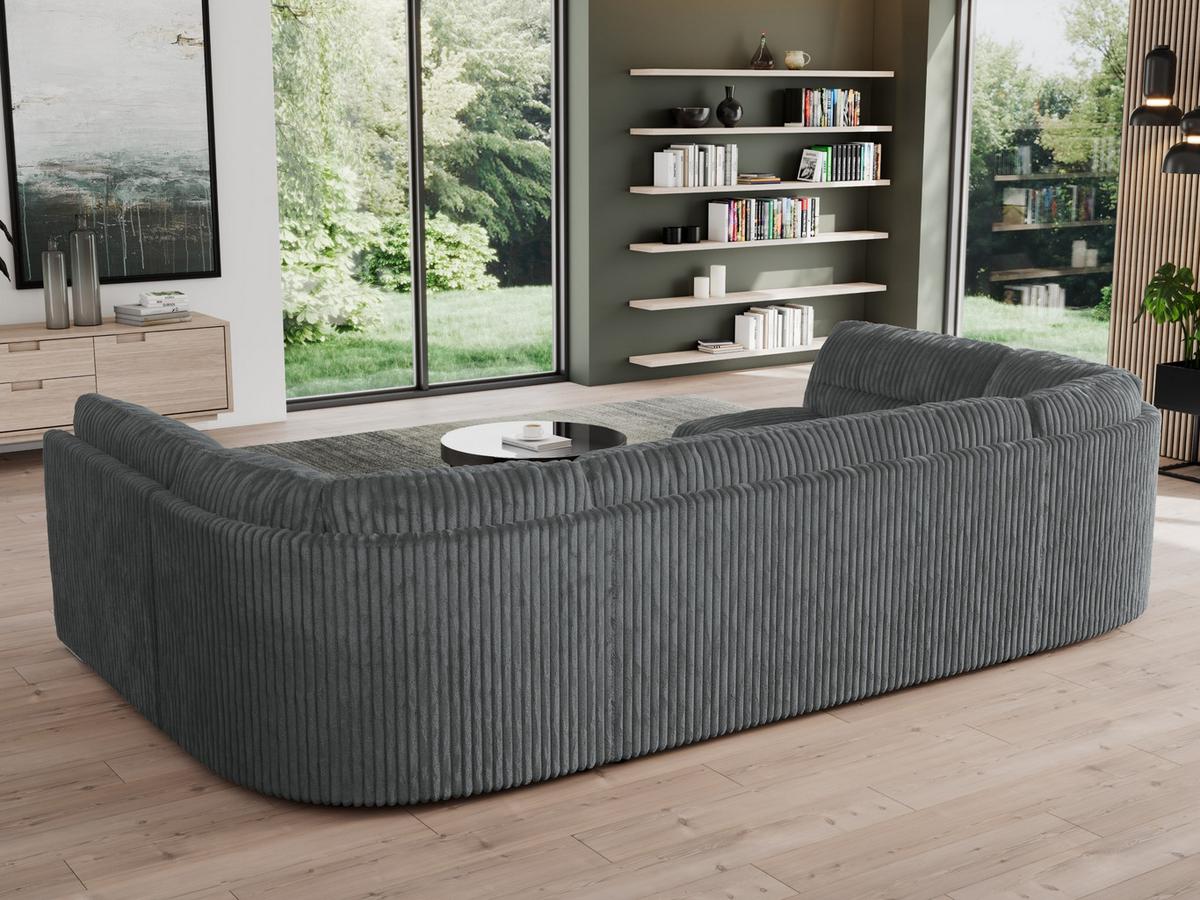 WOHNLANDSCHAFT MORBIDO U Dunkelgrau Cord - Dunkelgrau/Silberfarben, Textil/Metall (340/93/206cm) - MKS